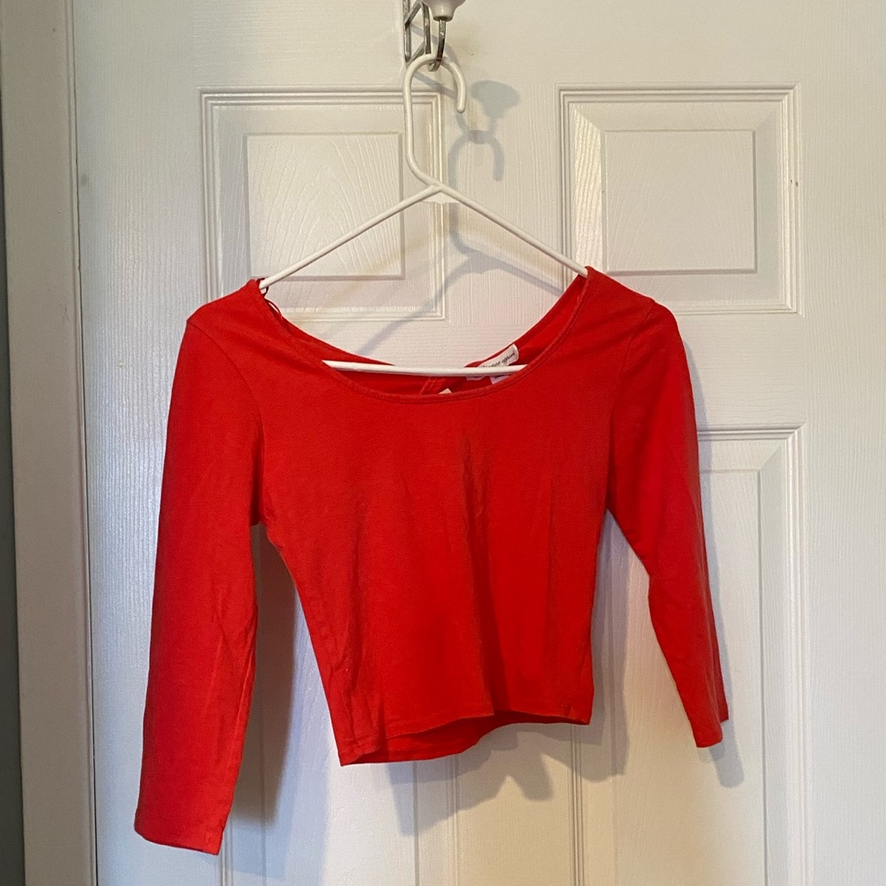Ambiance Apparel Red Long Sleeve Crop Top